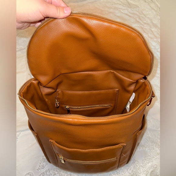 Fawn Design Brown Leather Backpack Diaper Bag - Picture 3 of 16